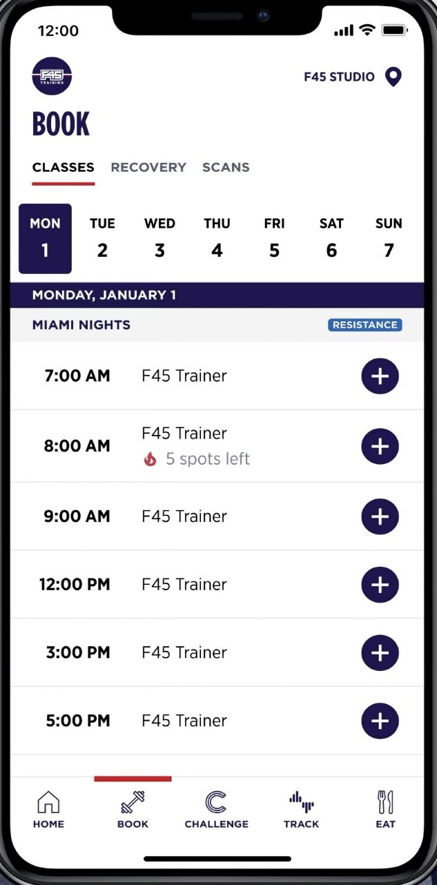 F45 app - book a class